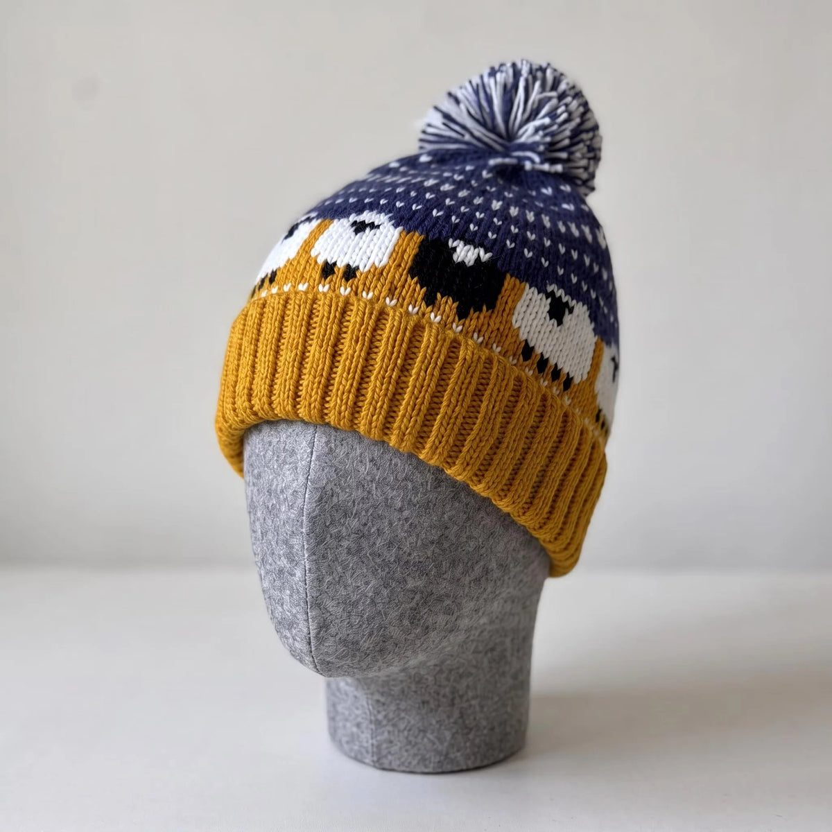 Movie-Inspired Sheep pattern Knit Beanie Hat with Pom Pom