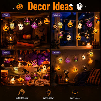 🎃 Halloween Decor Sale 49% OFF – USB Pumpkin, Witch & Ghost LED String Lights
