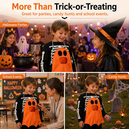 ⏳ Last Day 49% OFF – 👻 Hands-Free “Feed the Ghost” Halloween Treat Bag for Kids | Wearable Front-Hanging Candy Bag with Large Mouth Opening & Roomy Trick-or-Treat Storage 🎃🍬