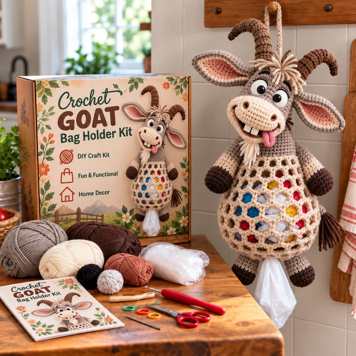 🔥Buy 3, Get 1 Free—Today Only 🔥🔥– 🌼 Cottage Harvest Keepers™ — Crochet Animal Bag Holder DIY Kit