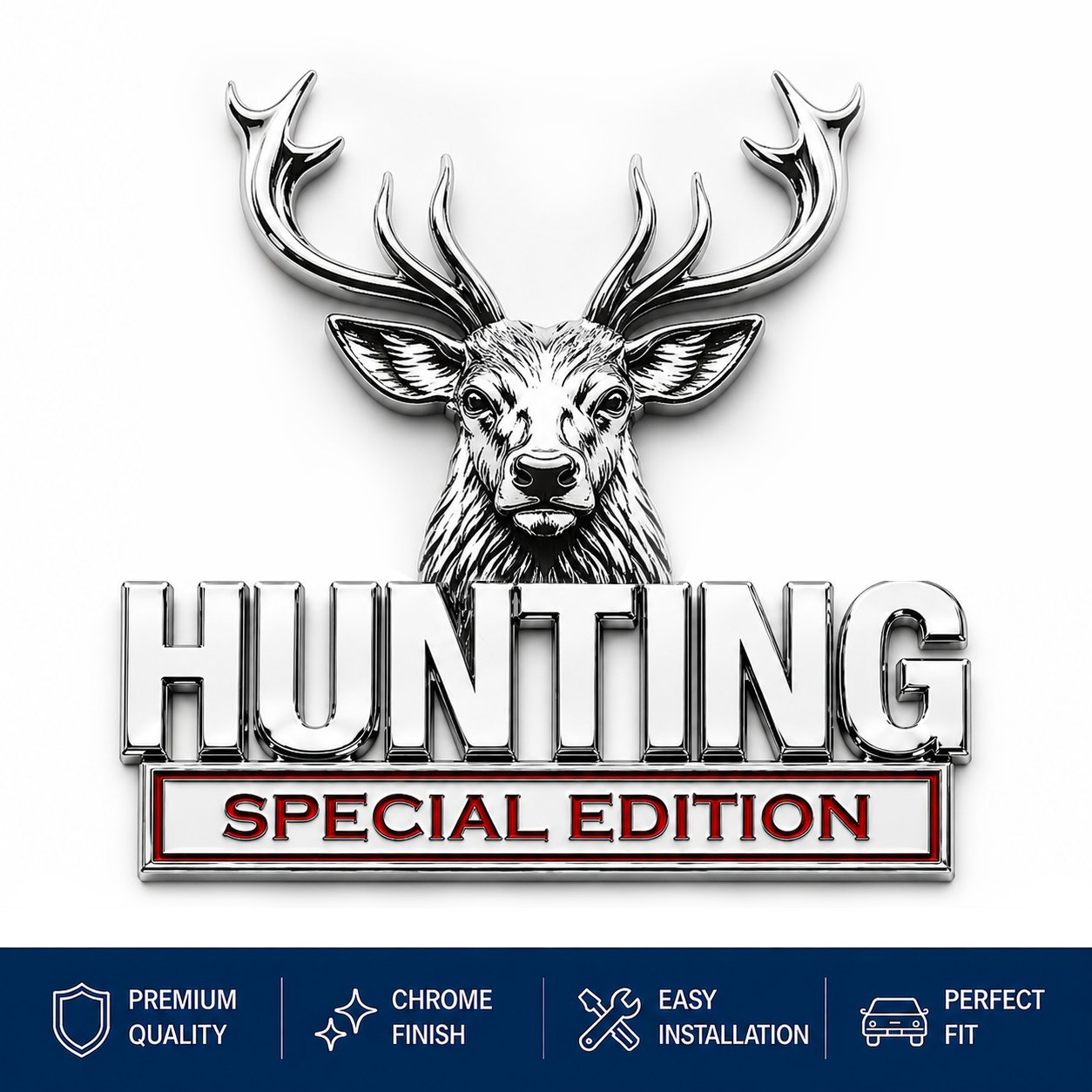 🦌 HUNTING Special Edition Emblem – Premium 3D Metal Car Badge For Hunting Enthusiast