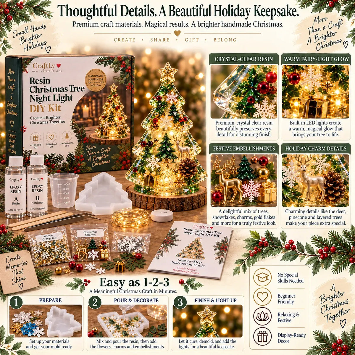 🎄 Christmas Craft Sale: 50% OFF – Resin Tree Night Light DIY Kit