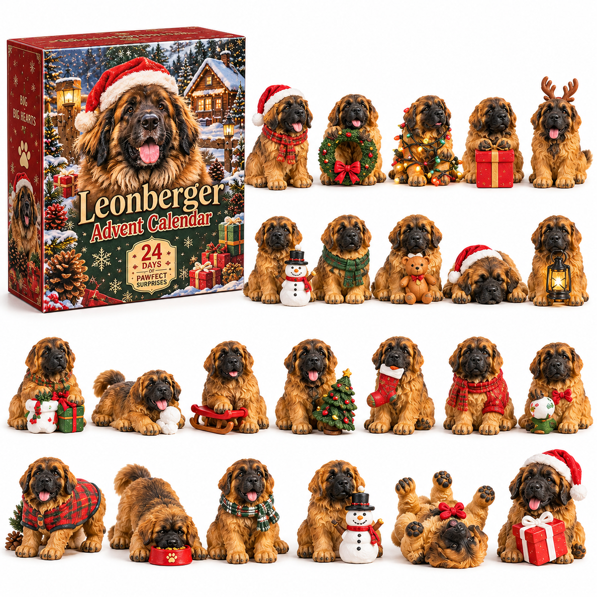 🐾 Leonberger Christmas Collection 🎄 – 24 Little Leos, Endless Love