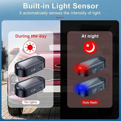 Solar Powered Fake Car Alarm Light, Auto Light Sensor LED Simulated Security Warning Flashing Light