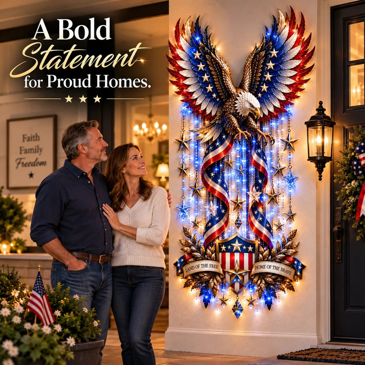 🦅 American Glory Cascade™ – Patriotic Eagle LED Wall Decor