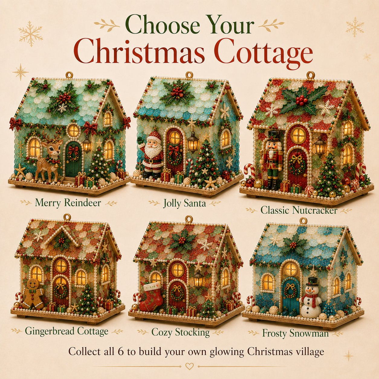 ⏳ Last Day 49% OFF – 🏡 Beginner-Friendly DIY Glowing Coastal Glass-Style Christmas Cottage Kit Collection | Complete Kit with Sea Glass-Style Pieces, Pearl Beads & Step-by-Step Guide Included 💕