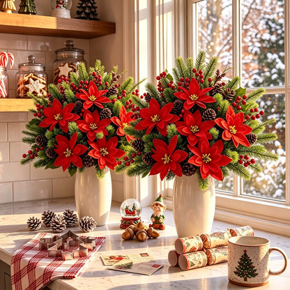 🏆2026 Christmas Sale 50% OFF🎄Pre-Lit Artificial Christmas Poinsettia Basket