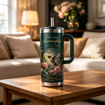 Personalized Free As A Hummingbird Tumbler 🐦🌺