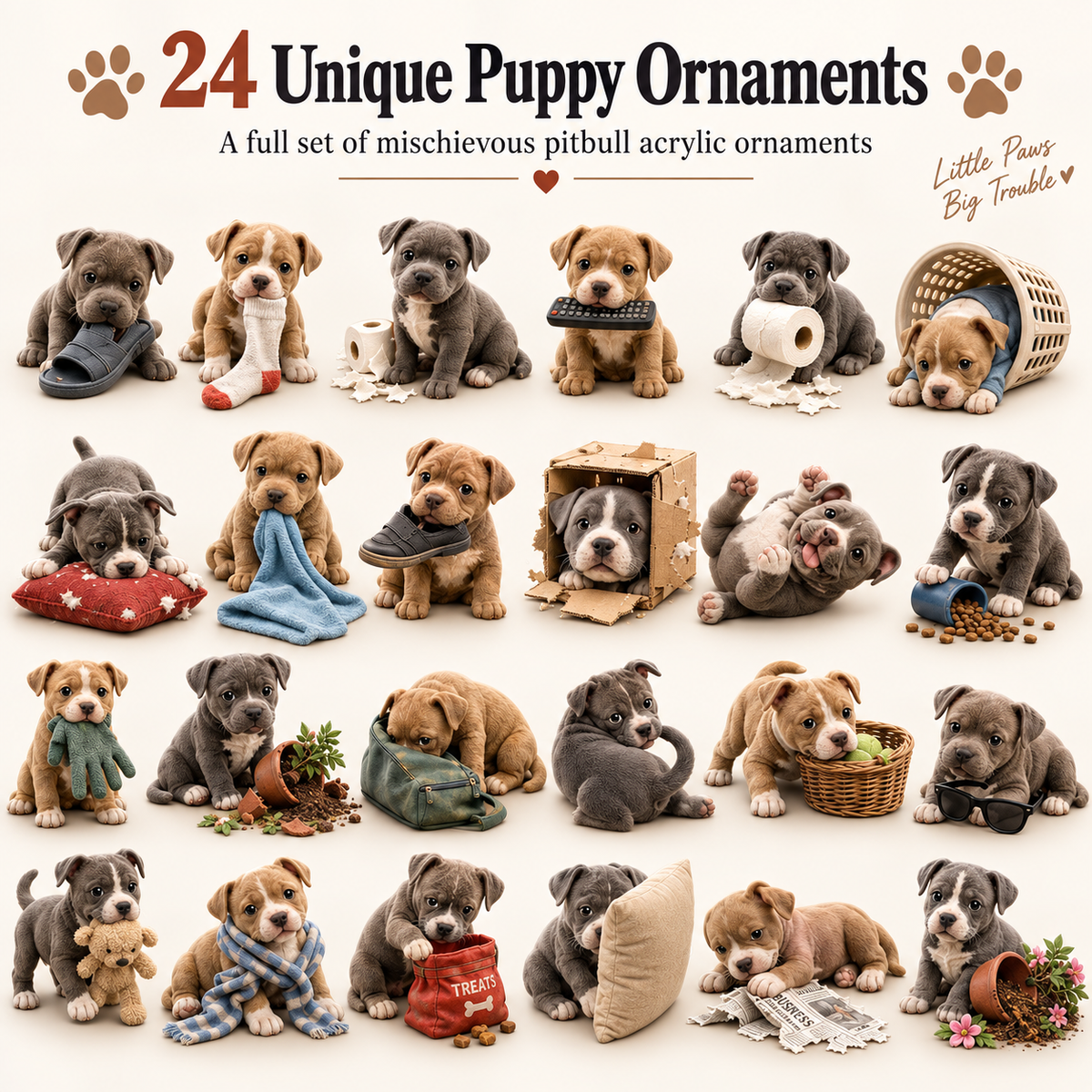 CHRISTMAS KICKOFF 49% OFF - Mischievous Pitbull Advent Calendar 2026 - 24-Day Festive Countdown, Acrylic Charms Blind Box - Gift For Pitbull Lovers