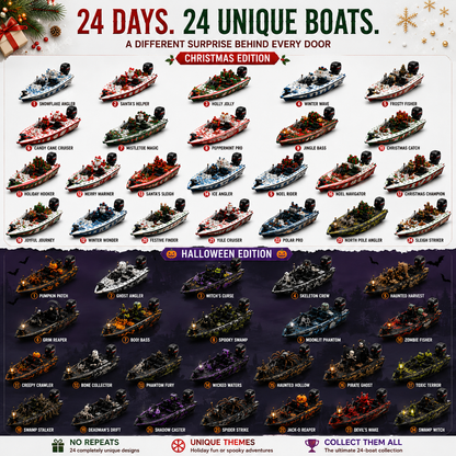 🚤24-Day Bass Boat Advent Calendar – Christmas & Halloween Collectible Boat Edition