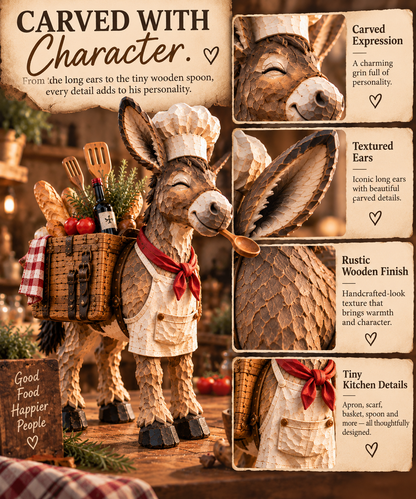 🫏 The Stubborn Little Chef — Carved Kitchen Donkey Figurine