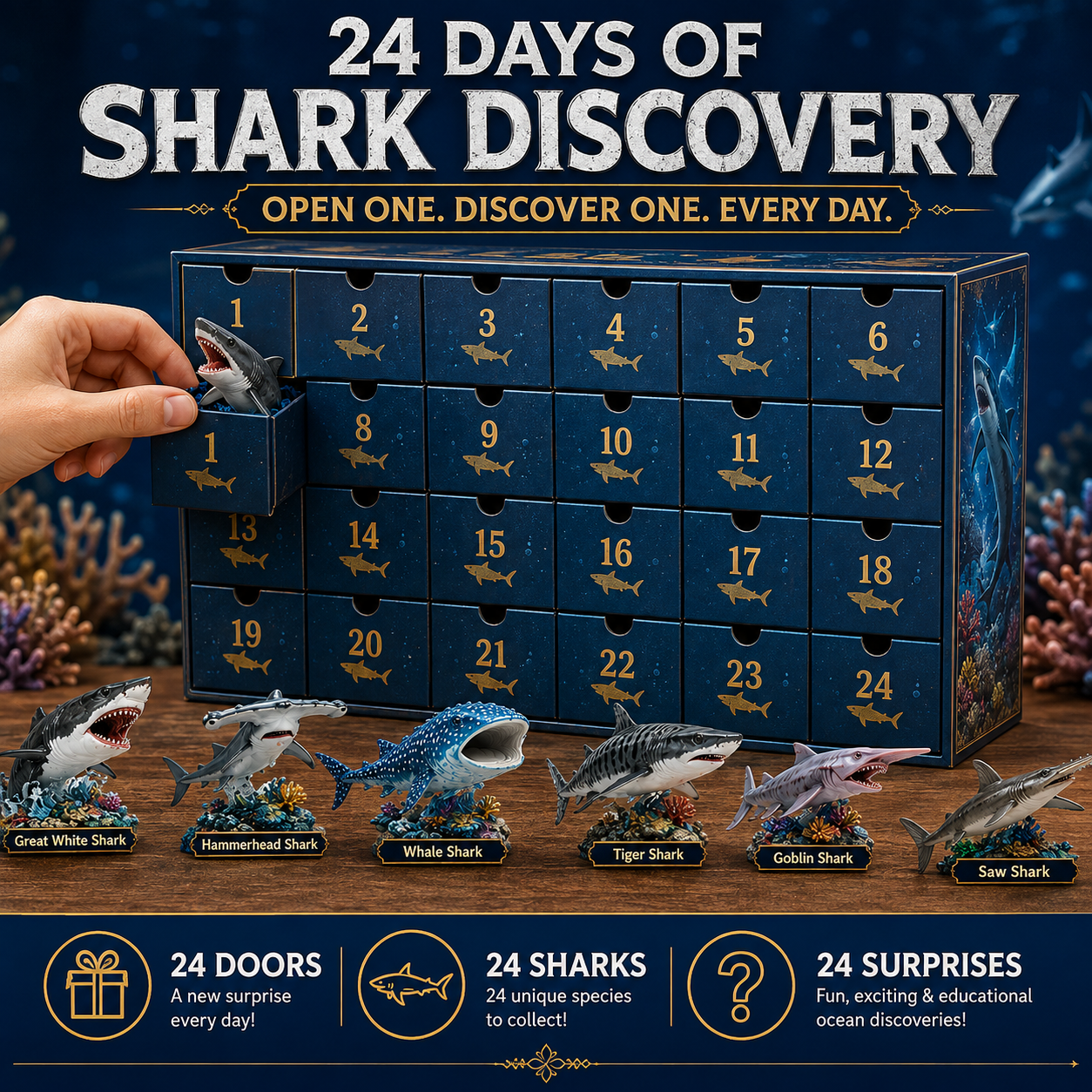 🔥50% Off Today Only-🦈 2026 Shark World Advent Calendar