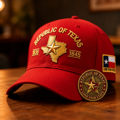 Republic of Texas Embroidered Cap  🎁 Free Honor Coin With Every Cap Purchase