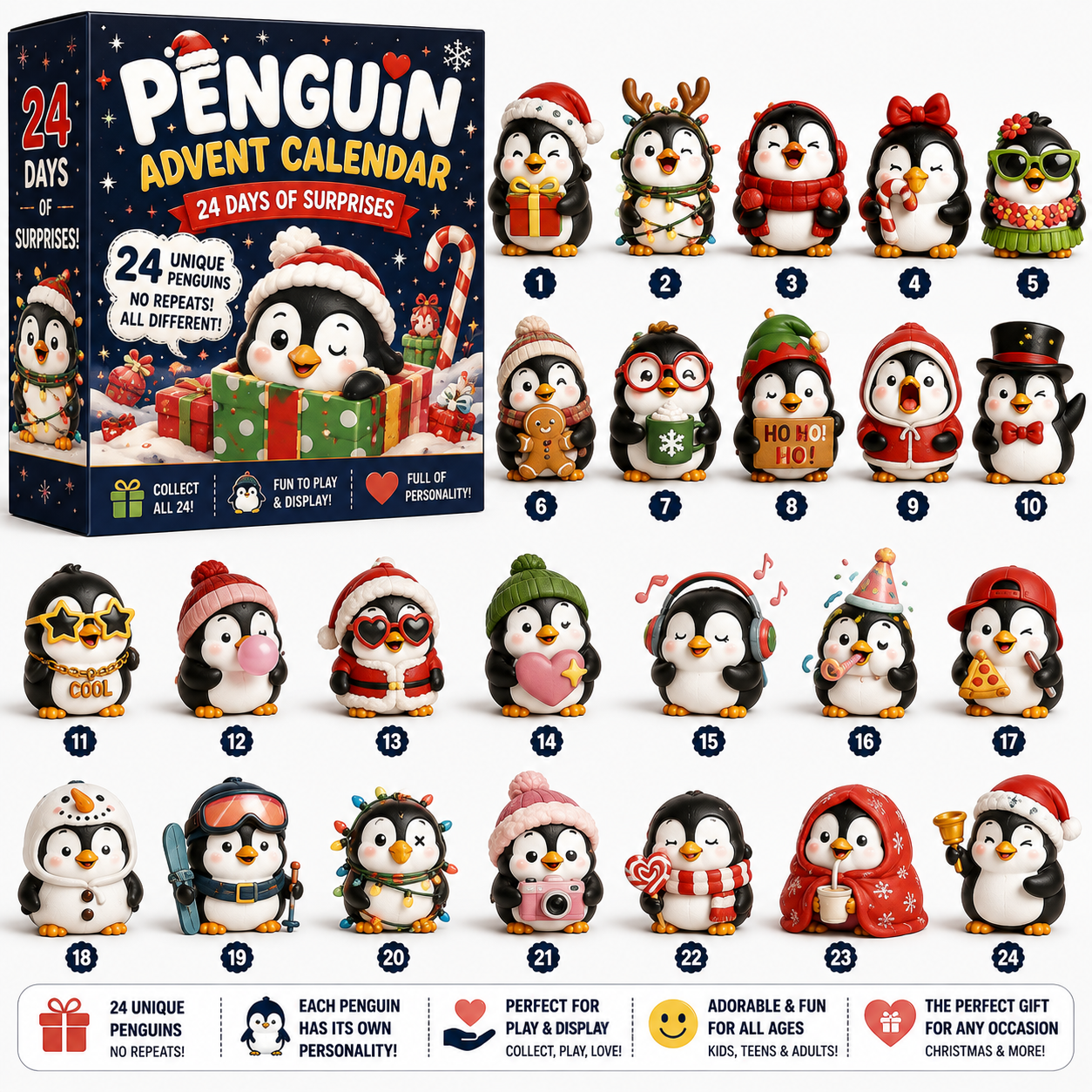 🐧 24 Days of Penguin Surprises Advent Calendar – 3 Fun Editions