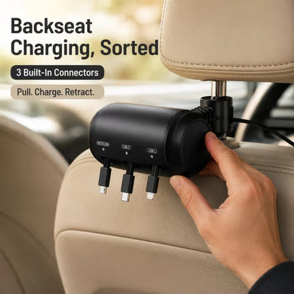 Headrest Car Charger with Retractable Cable