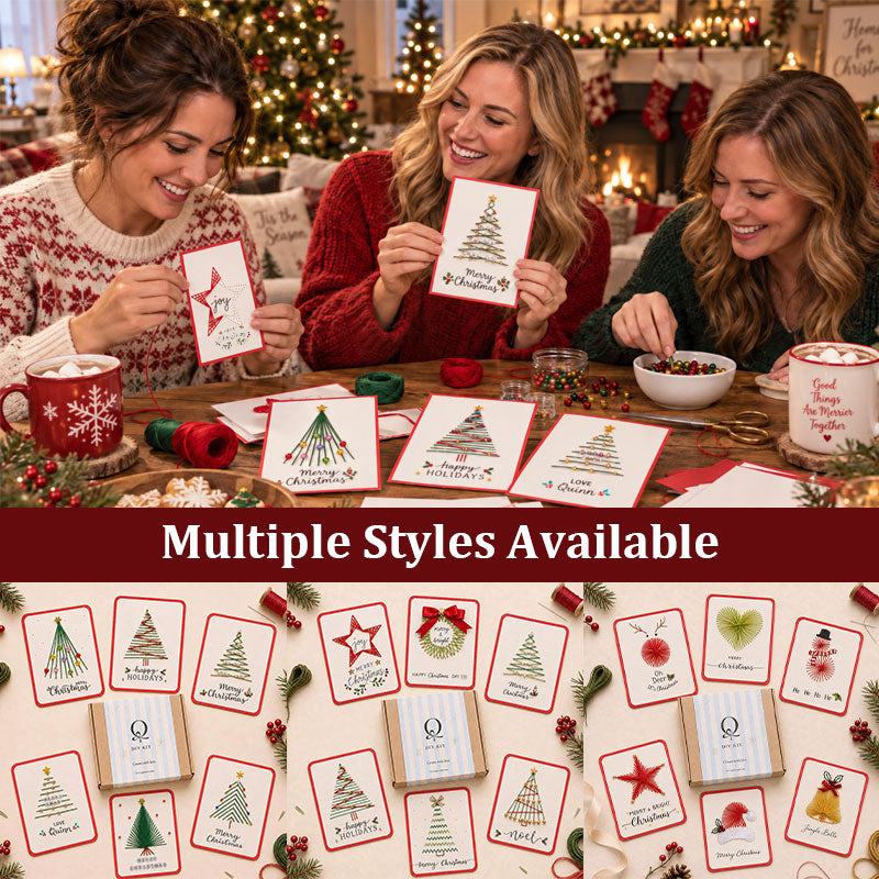 Christmas String Art Greeting Card DIY Kit – 6-Piece Stitching Set