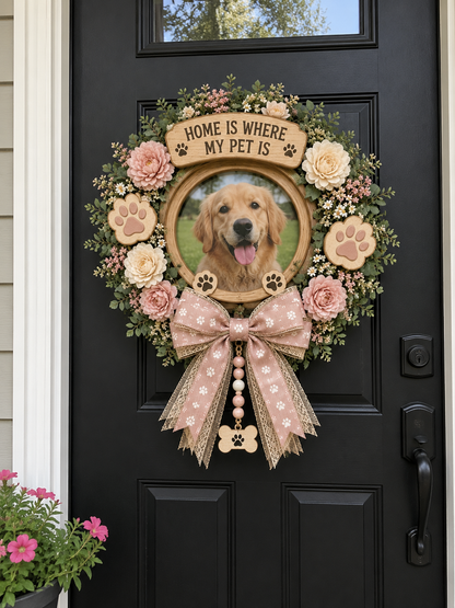 My Dog Is Family Wreath – Cute Pet Lover Front Door Decor & Personalized Photo Keepsake