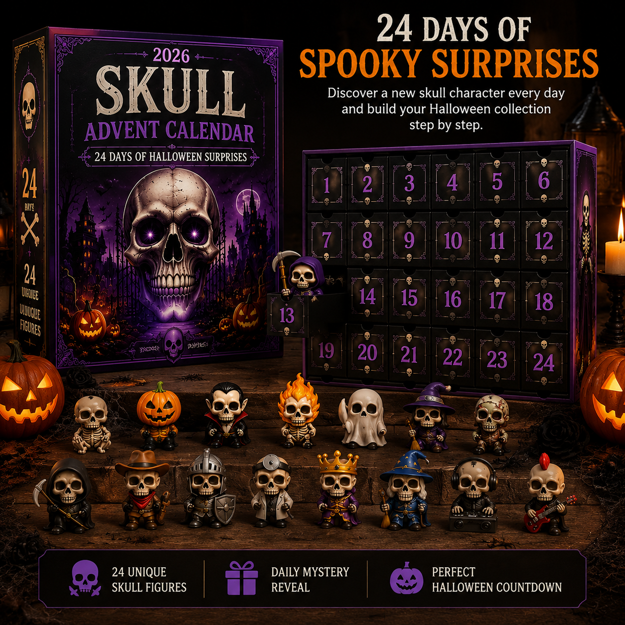 💀 Skull Advent Calendar 2026-24 Days Of Halloween Surprises