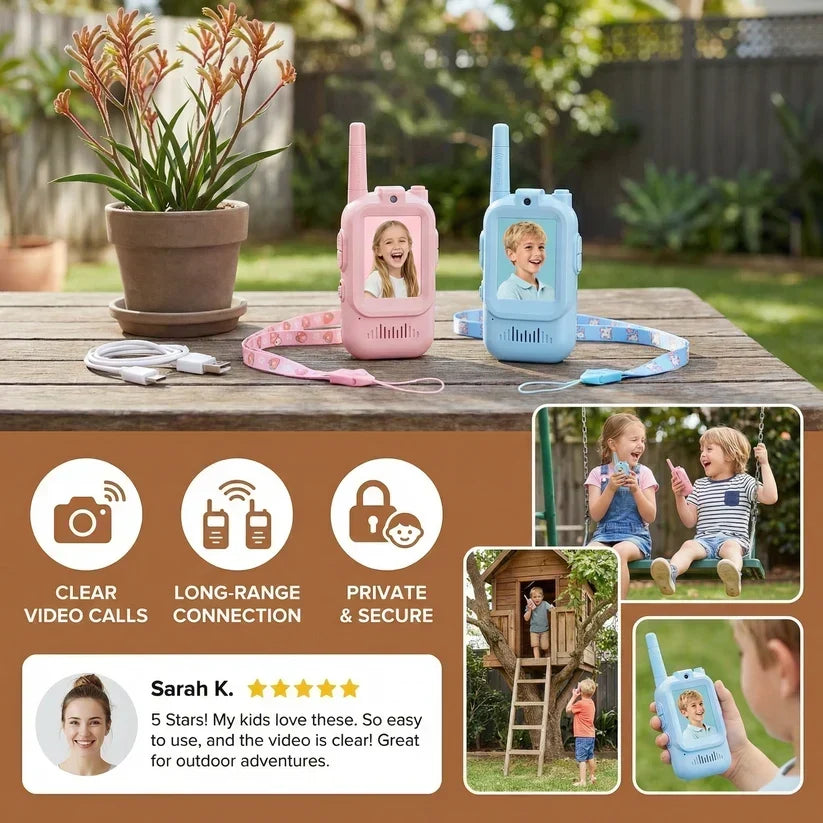 📱 Kids' Video Walkie-Talkie 2-Pack | Camera & Screen Radios
