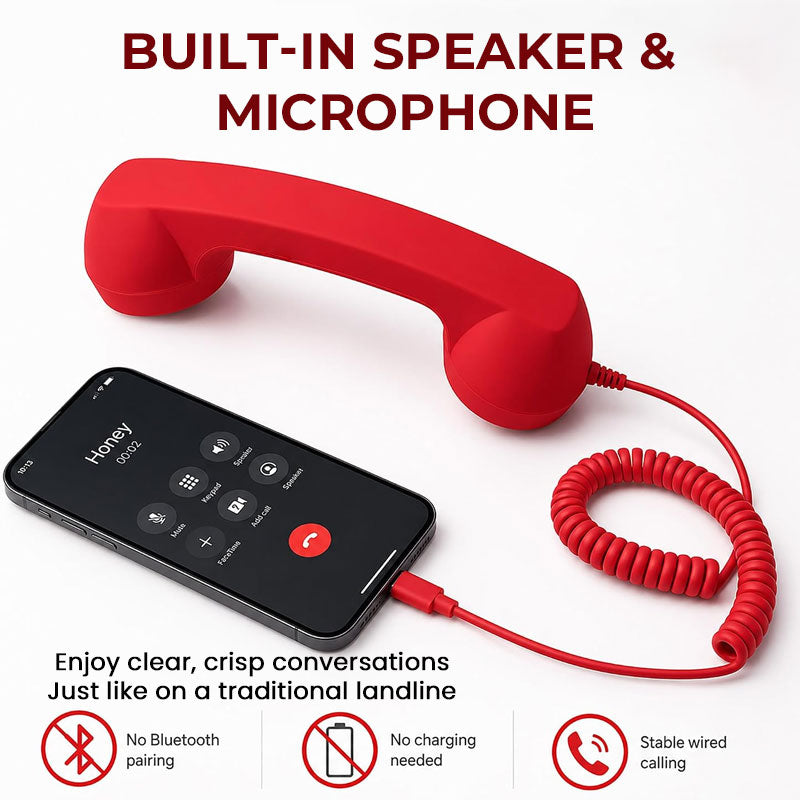 Retro USB-C Telephone Handset – Wired Speaker & Microphone