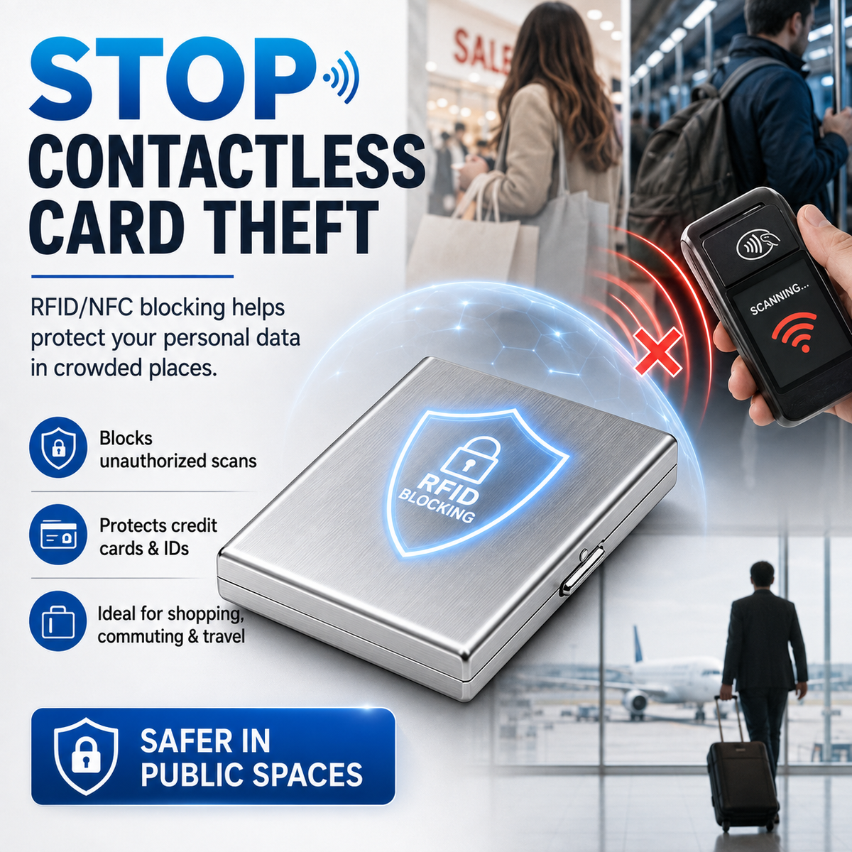 RFID Blocking Metal Card Holder – Slim Accordion Wallet