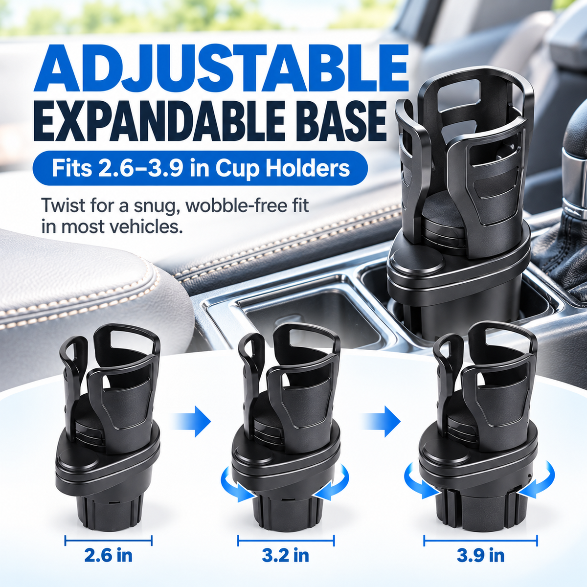 Multi-Function 2-in-1 Car Cup Holder & Expandable Drink Organizer 🥤
