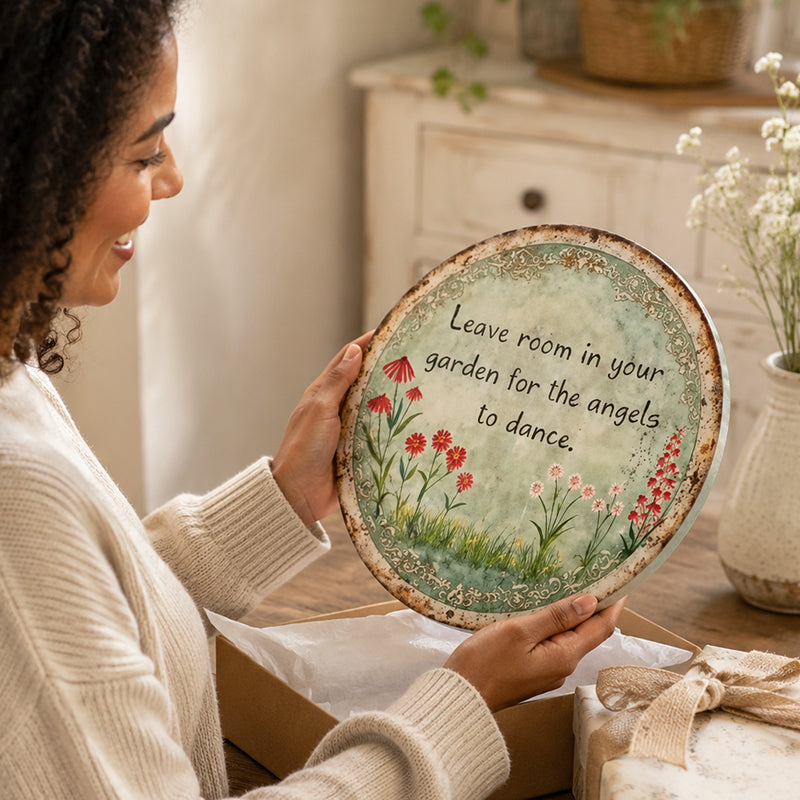 ✨ Angel Dance Round Metal Sign