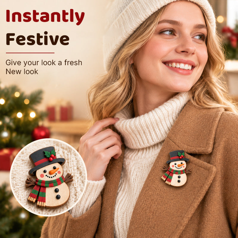 Wooden Christmas Brooch – 6 Festive Characters