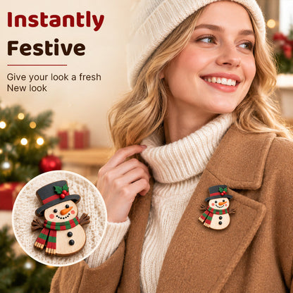 Wooden Christmas Brooch – 6 Festive Characters