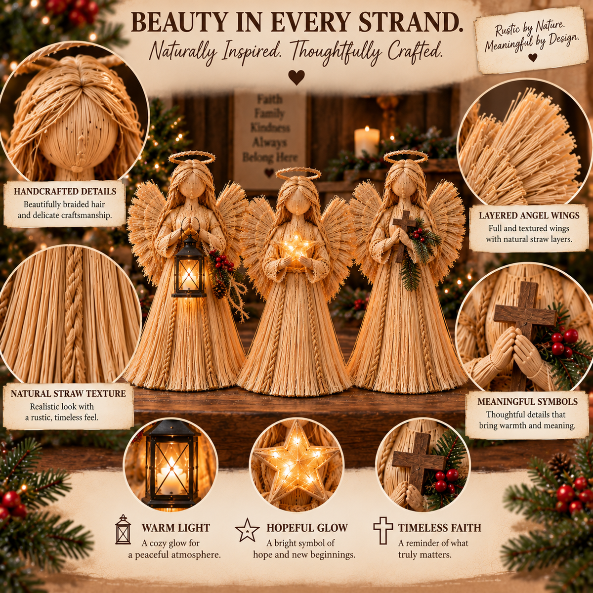 Straw Angels of Light – Handcrafted-Inspired Symbols of Hope, Faith & Love ✨