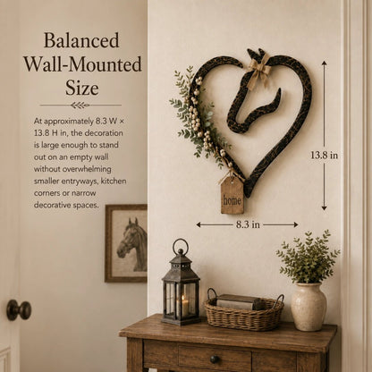 ✨ ✨Rustic Horse Heart Wall Decor with Greenery – Farmhouse Equestrian Home Accent