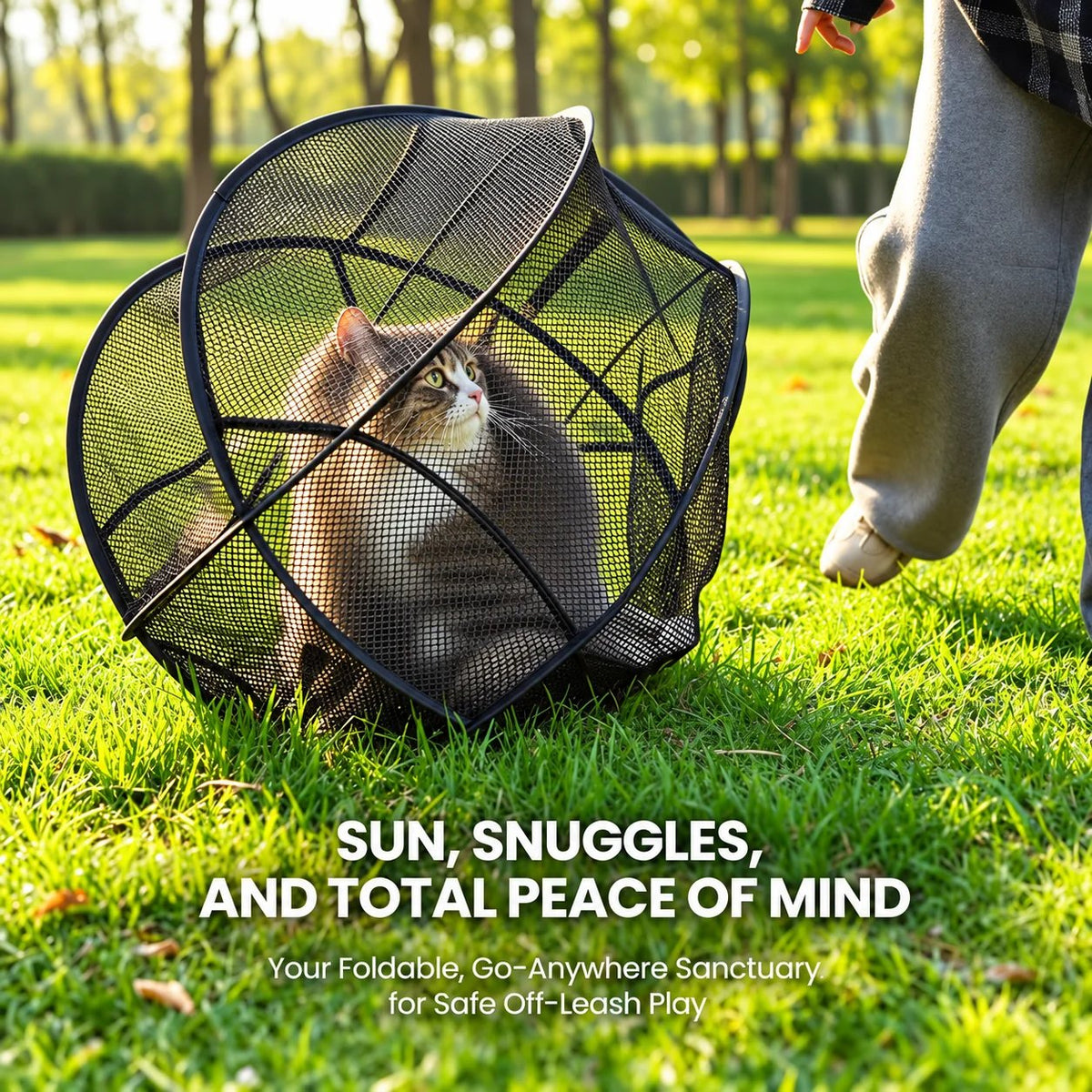 🐾 Pop-Up Outdoor Pet Playpen | Mesh Enclosure for Cats & Small Pets