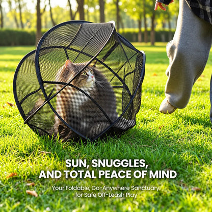 🐾 Pop-Up Outdoor Pet Playpen | Mesh Enclosure for Cats & Small Pets