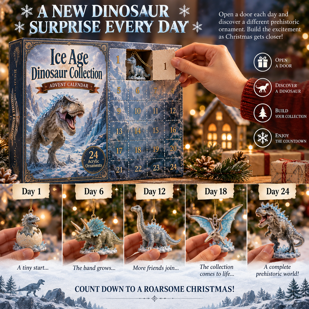 🦖❄️Ice Age Dinosaur Advent Calendar 2026 - 24-Day Festive Countdown