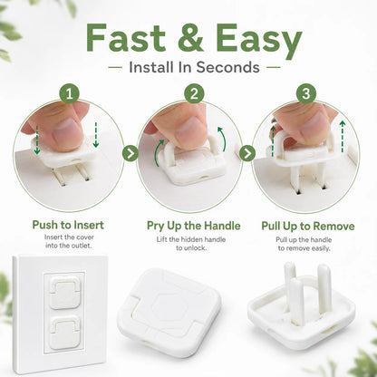 🎉✨ Baby Proof Socket Covers with Smart Handle Design – Fits 2 & 3 Prong Outlets for Easy Parent Removal