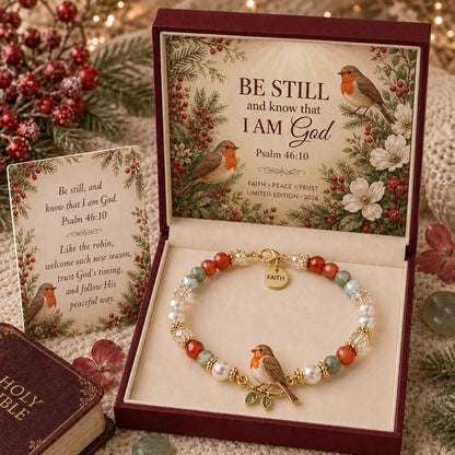 ✝️ Psalm 46:10 Faith Bracelet | Limited Edition 2026 Christian Jewelry with 7 Meaningful Nature Symbols, Gemstone-Style Beads & Scripture Gift Box 🤍