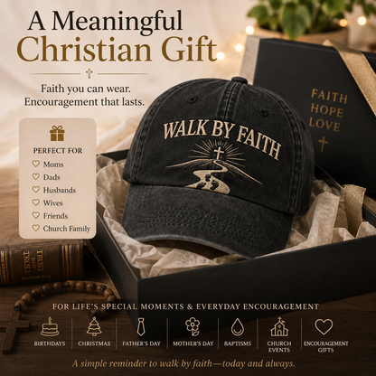WALK BY FAITH Vintage Christian Embroidered Cap
