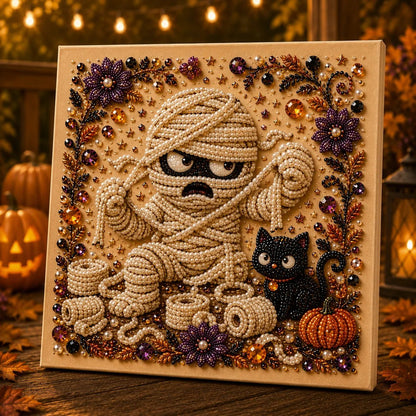 🎃 LAST DAY 49% OFF – 👻 Premium 3D Pearl Absurd Halloween Wall Art Kit | Luxury Flocked Canvas with Scratch-Resistant Non-Fading Pearl Beads DIY Funny Spooky Decor 🕷️✨