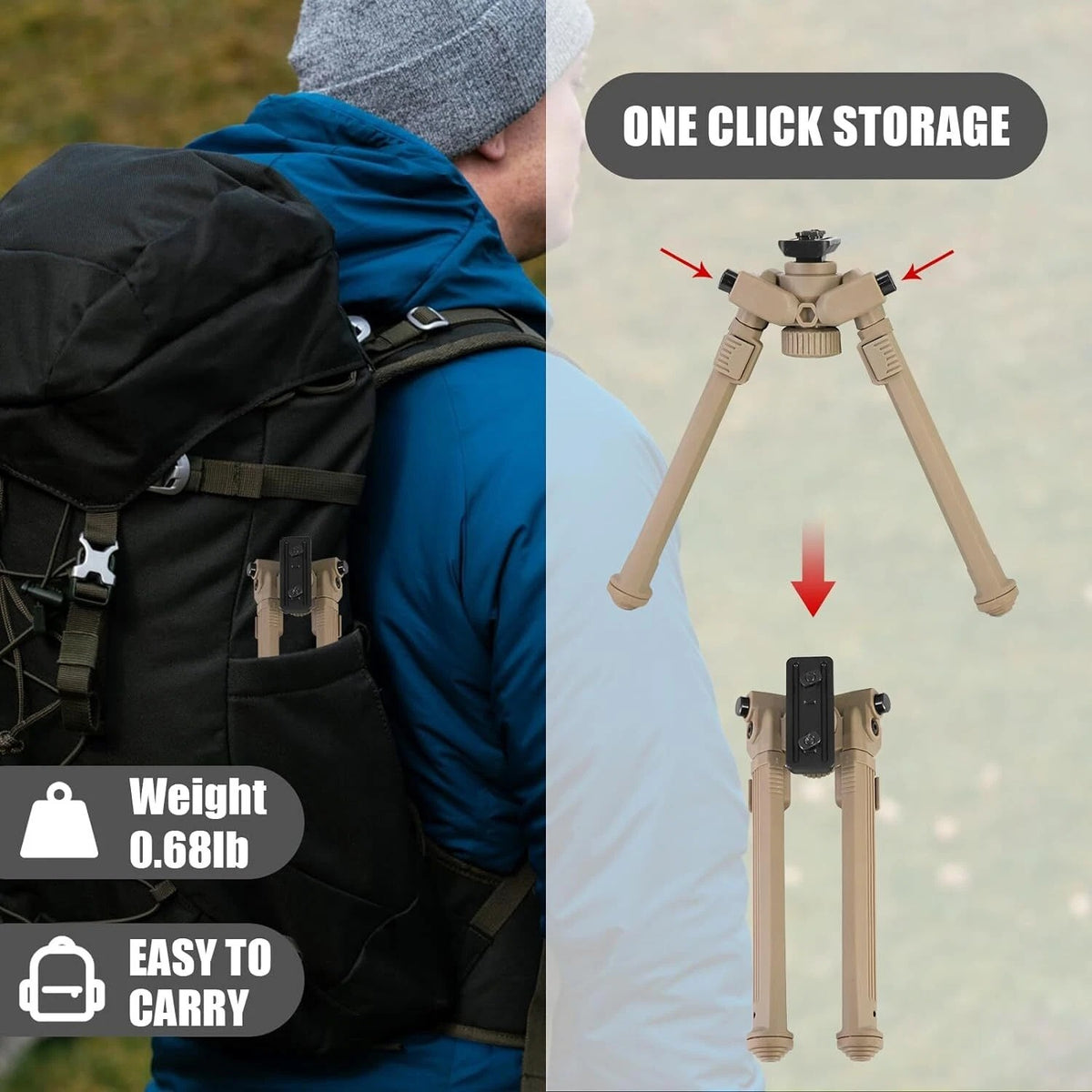 360 Swivel Bipod Rifle Pillar