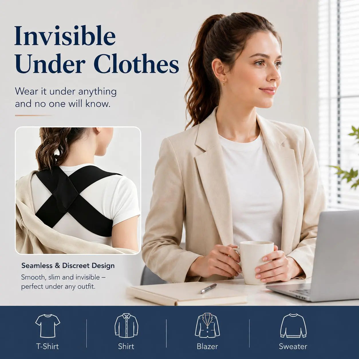 Adjustable Posture Corrector – Comfortable Back Support Brace for Men & Women (XS–XXL)