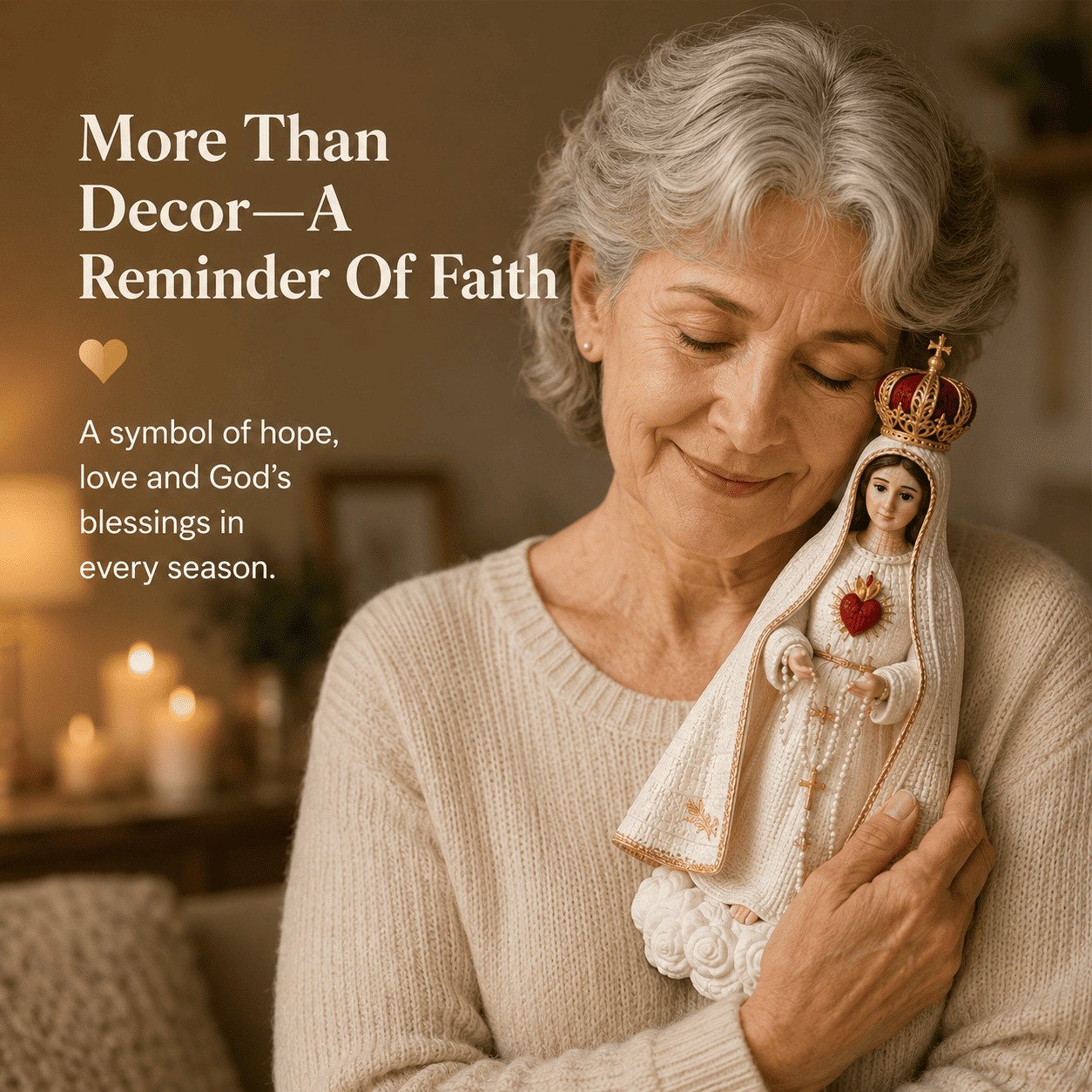 ⏳ Last Day 49% OFF – 🙏 Hand-Crocheted Praying Virgin Mary Hanging Ornament | 35 × 20 cm Handmade Yarn & Fabric Design with Crown, Beads, Crosses & Heart Details 🤍✨