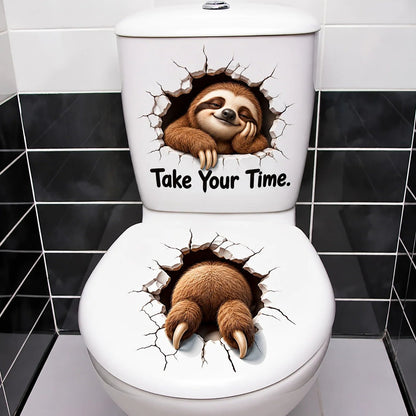 😂 Bathroom Buddies – Funny 3D Illusion Toilet Sticker Set | Removable 3D Illusion Stickers for Funny Bathroom Decor & Gag Gifts 🦝