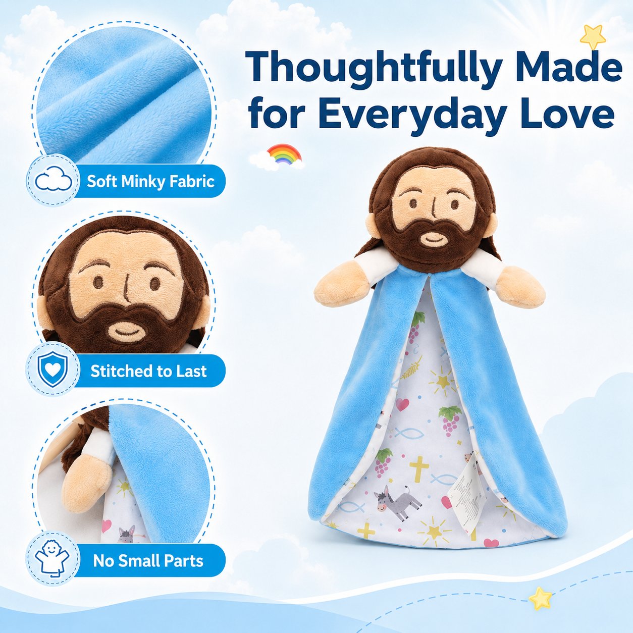 ✝️Jesus Baby Lovey Security Blanket❤️Faith, Love, Safe & Comfort In Every Hug🤗