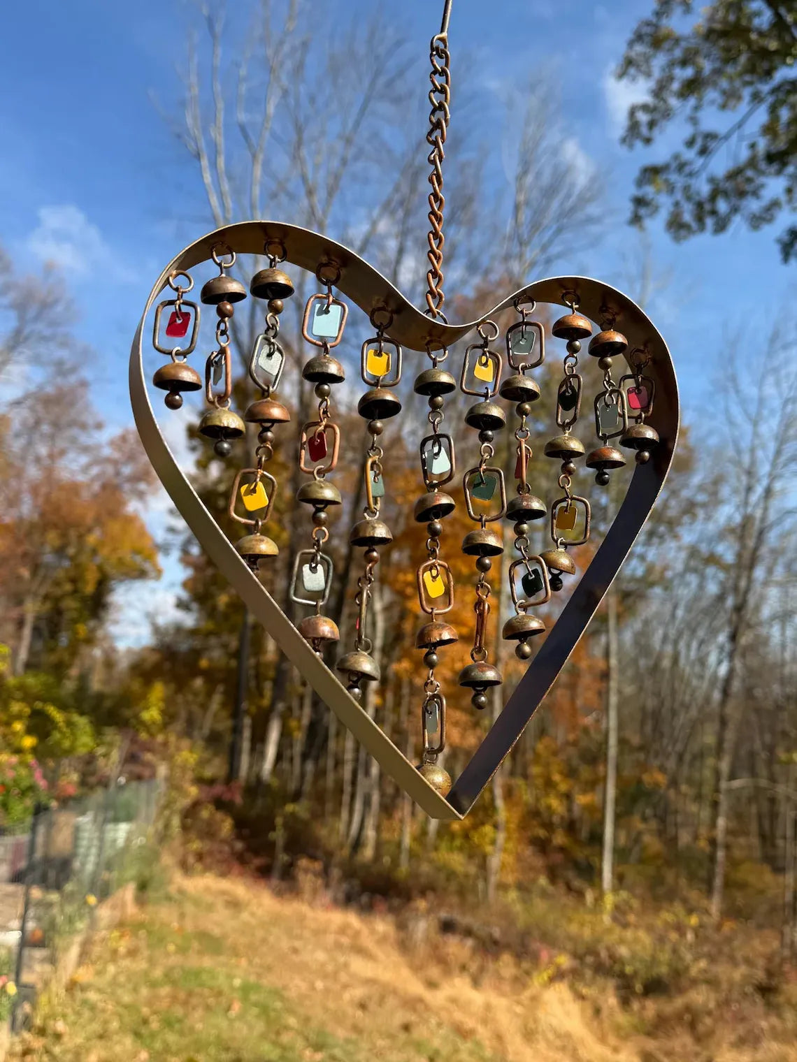💖 Heart Wind Chime – Handcrafted Metal Garden Ornament