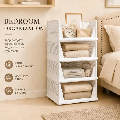 Foldable Drawer-Style Wardrobe Storage Box – Stackable Clothing & Closet Organizer