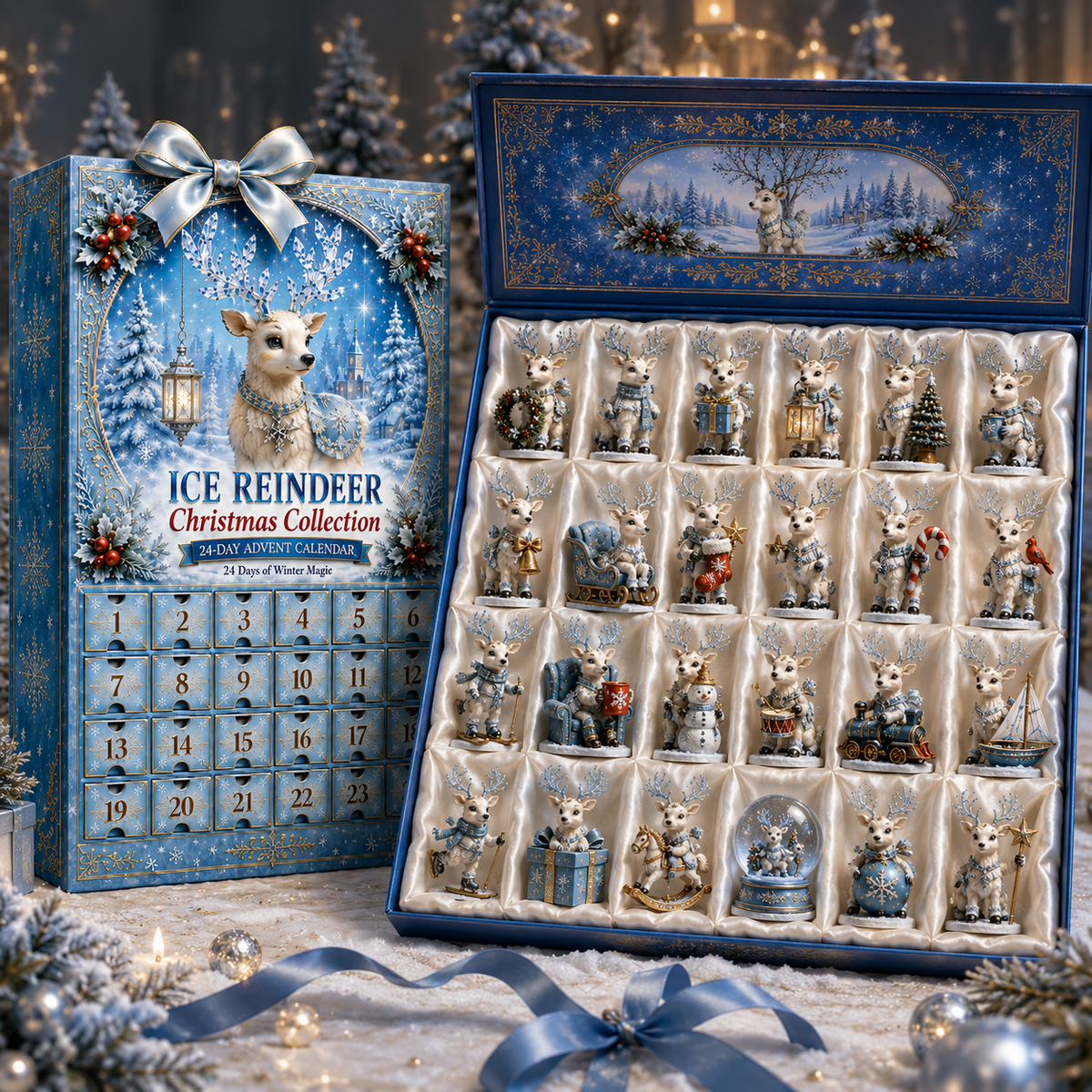 24-Day Christmas Countdown Snowy Reindeer Advent Calendar