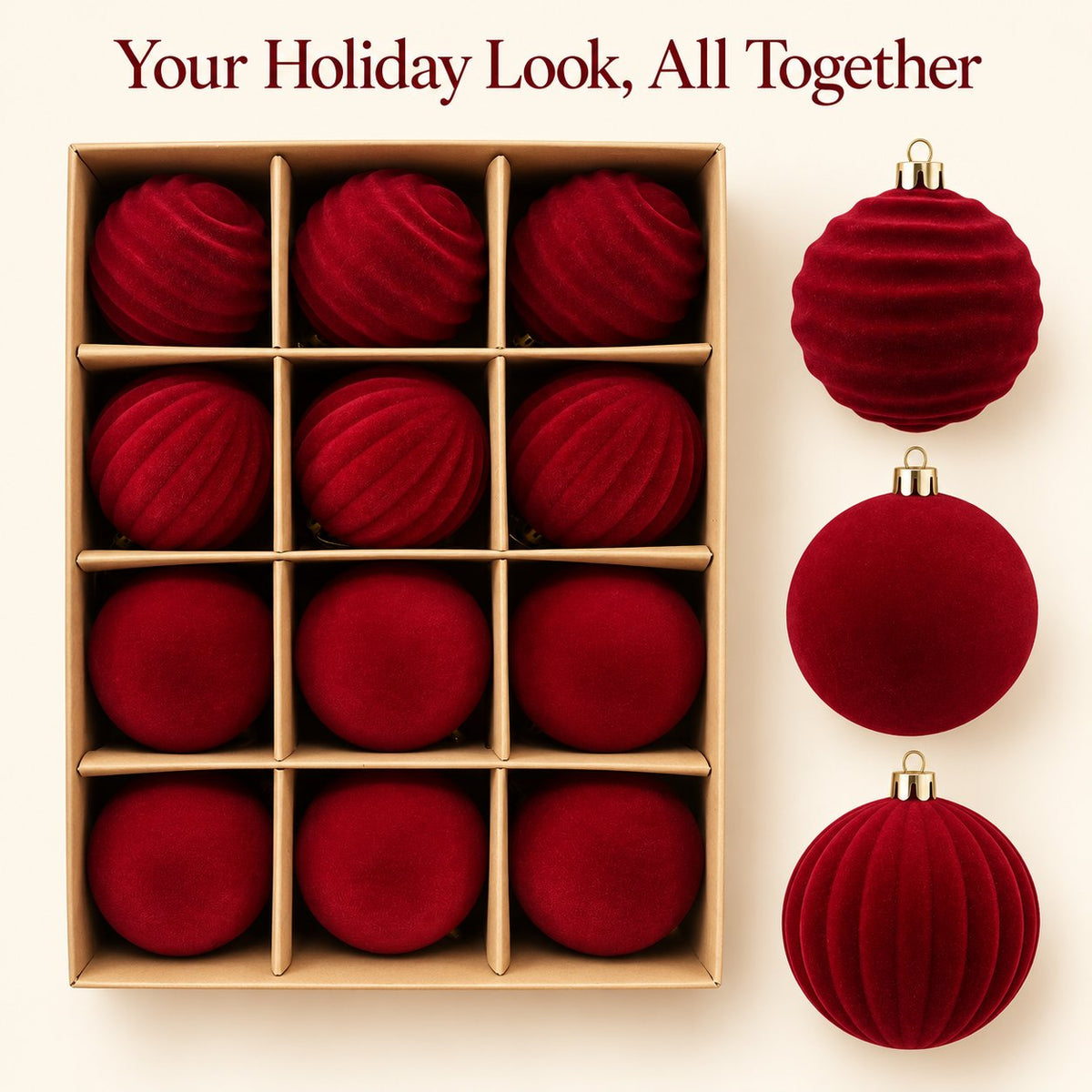 🎄 Red Christmas Ornament Set
