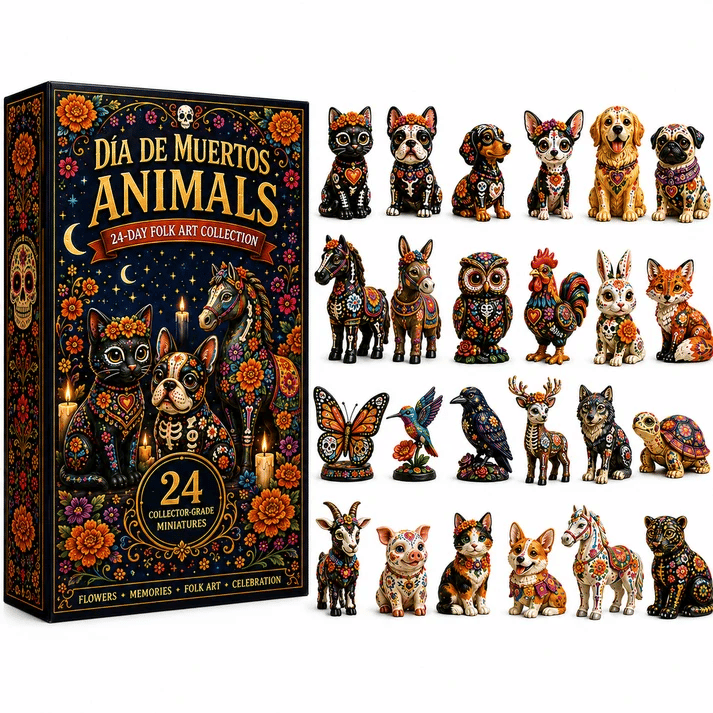 Día de Muertos Animals Advent Calendar 2026 – 24‑Day Folk Art Animal Figurine Collection | 24 Unique Collector‑Grade Miniatures