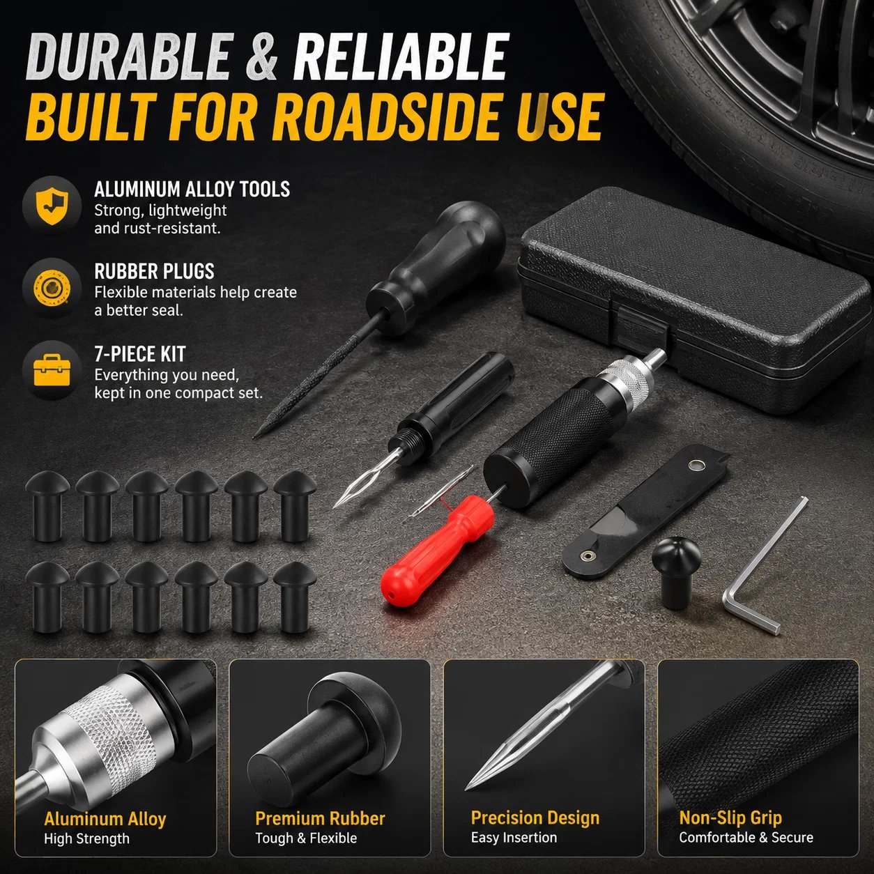 🔥😍🍄 Mushroom Tire Repair Kit – Compact Roadside Puncture Tool Set
