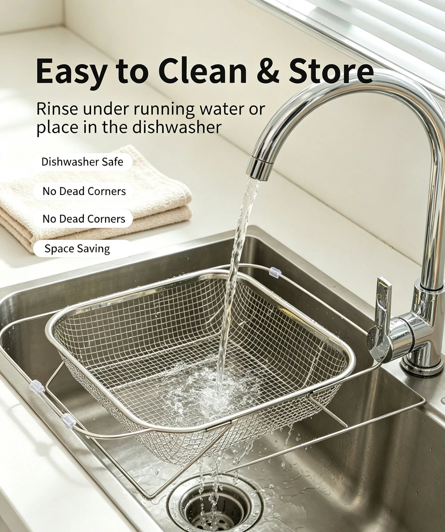 Stainless Steel Expandable Over-The-Sink Colander